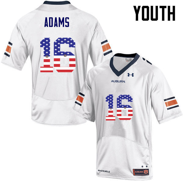 Youth Auburn Tigers #16 Devin Adams USA Flag Fashion White College Stitched Football Jersey